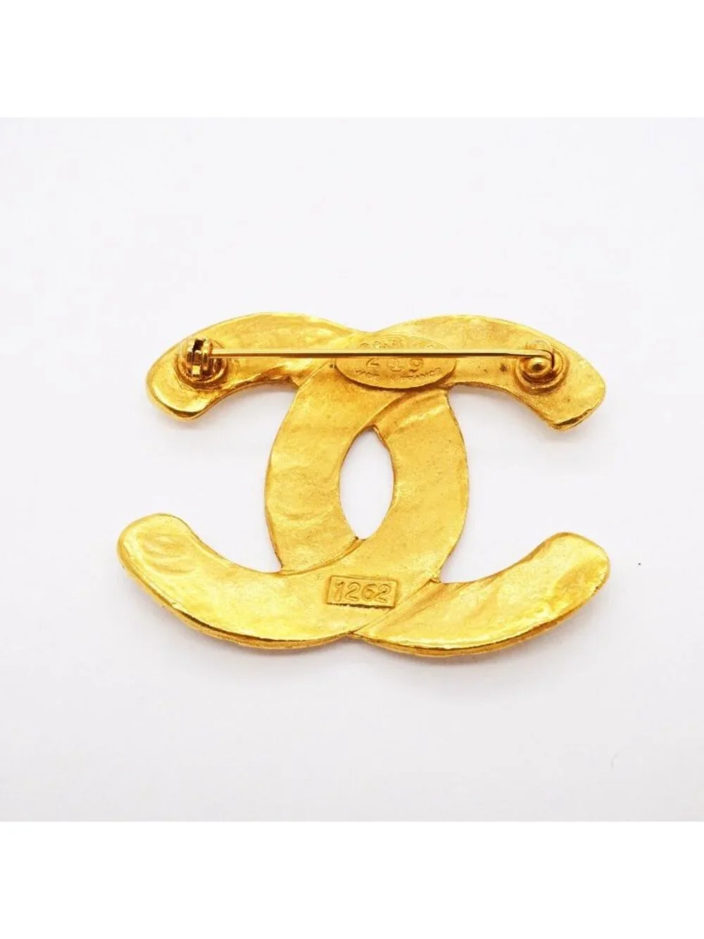 Chanel Brooch Vintage CC Logo Gold Plated